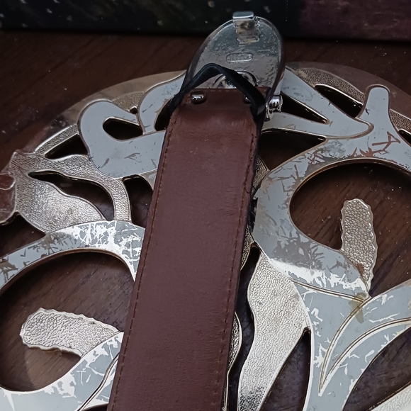 BRIAN TOOHEY 925 Sterling Silver Buckle Snake Embossed Leather Belt Large π π΄ - Picture 6 of 15